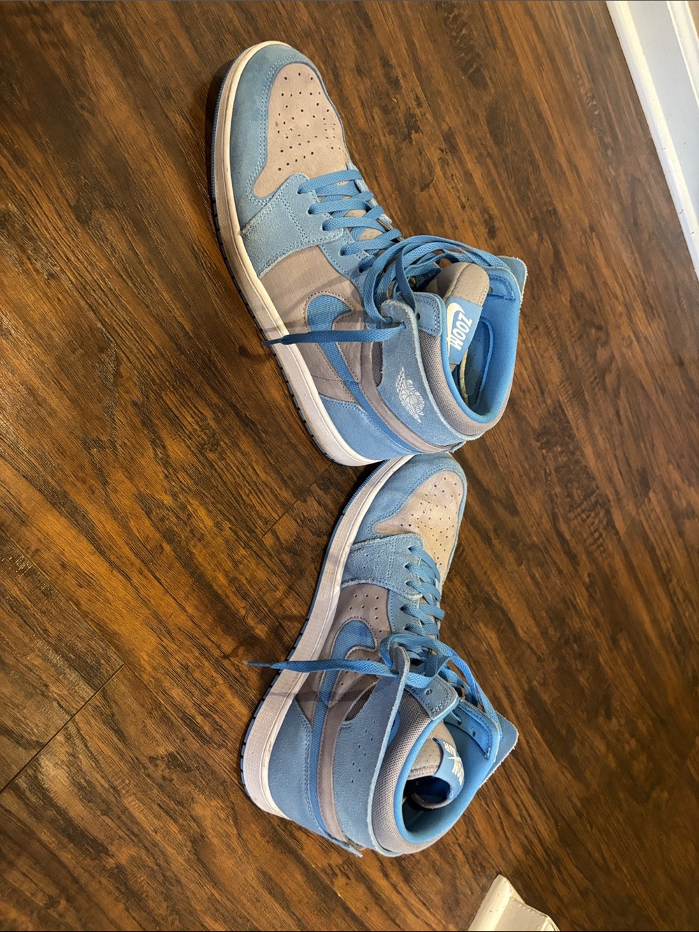 Zoom Air Sky Blue and Grey High-Top Sneakers